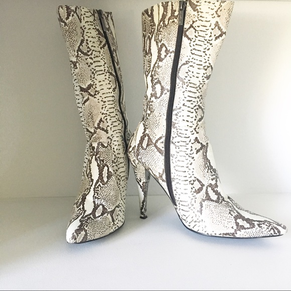 mid calf snakeskin boots